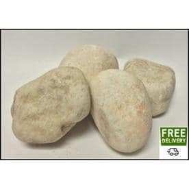 Rainforest Outdoor Decorative Natural Stone, River Rock, off White, 3-5", 30lbs.