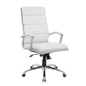 Contemporary Striped Executive Office Chair White - Boss Office Products: Chrome Base, Pneumatic Lift, Locking Tilt