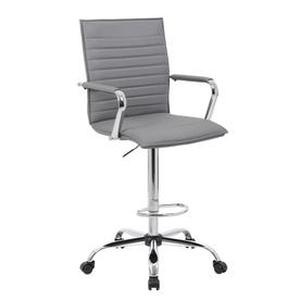 Drafting Stool Gray - Boss Office Products: Pneumatic Adjustable Height, 27" Chrome Base, 275lbs Capacity