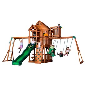Backyard Discovery Monticello Residential Wood Playset In The Wood Playsets Swing Sets Department At Lowes Com