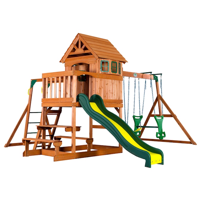 Backyard Discovery Springboro Residential Wood Playset In The Wood Playsets Swing Sets Department At Lowes Com
