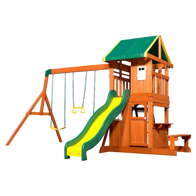 Backyard Discovery Oakmont Residential Wood Playset In The Wood Playsets Swing Sets Department At Lowes Com