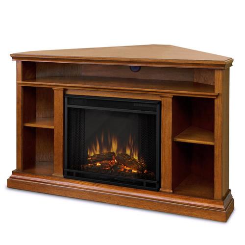 Real Flame 50 75 In W Oak Fan Forced Electric Fireplace At Lowes Com