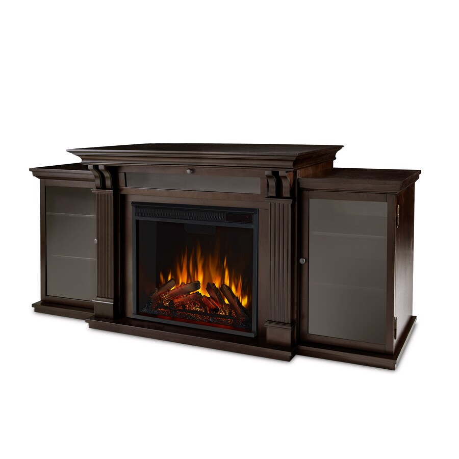 Real Flame 74 25 In W Dark Walnut Fan Forced Electric Fireplace At