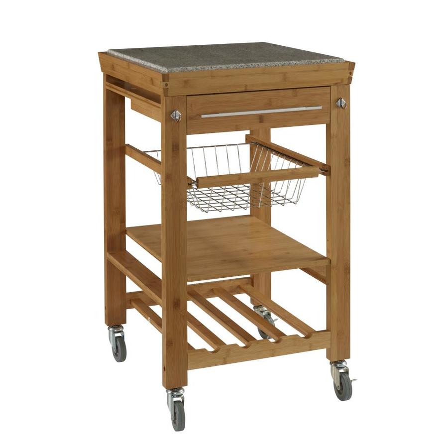 Linon Brown Wood Base with Granite Top Kitchen Cart (22in x 22in x 36