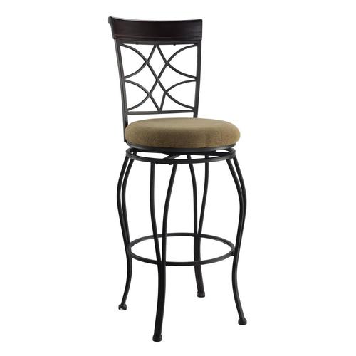 Linon Curves Back 30 Brown Upholstered Bar Stool in the ...