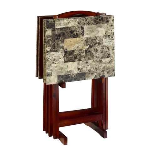 Linon 18 88 In X 15 75 In Brown Faux Marble Rectangle Serving Tray In The Serving Trays Caddies Department At Lowes Com