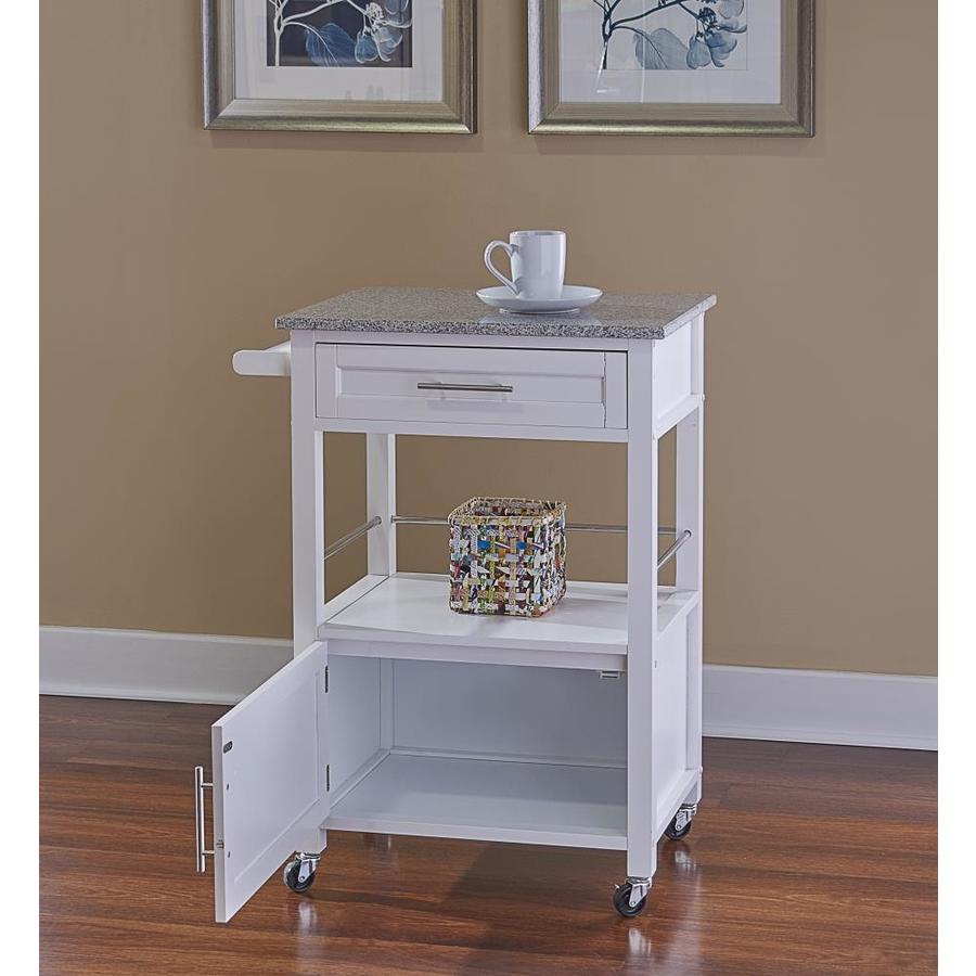 Linon White Wood Base with MDF Granite Top Kitchen Cart (27-in x 18-in ...