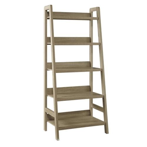 Linon Tracey Gray Wood 5Shelf Ladder Bookcase in the Bookcases