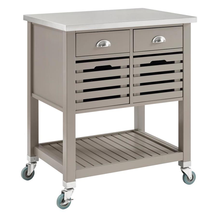 Linon Gray Composite Base With Stainless Steel Metal Top Kitchen Stainless Steel Metal Top Kitchen