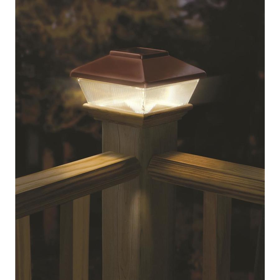 Deckorators 6-in x 6-in Copper Solar LED Plastic Pine Deck Post Cap in ...