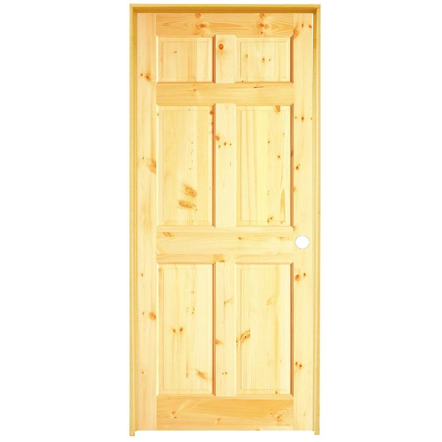 Reliabilt Brown Unfinished 6 Panel Wood Pine Pre Hung Door Common