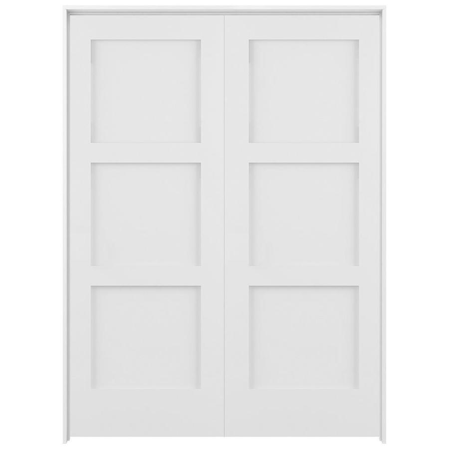 American Building Supply Shaker Primed White 3-Panel Square Solid Core ...