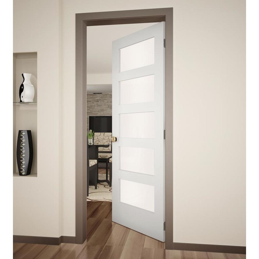 Reliabilt Shaker Primed White 5 Panel Square Solid Core Frosted