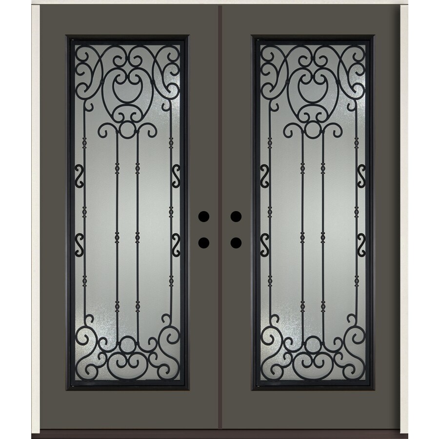 Reliabilt Belle Meade Full Lite Decorative Glass Left Hand Reliabilt Belle Meade Full Lite Decorative Glass Left Hand Inswing Thunder Gray Painted Fiberglass Prehung