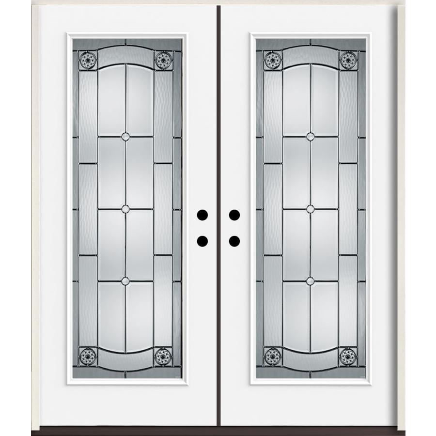 Reliabilt Elan Full Lite Decorative Glass Right Hand Inswing Reliabilt Elan Full Lite Decorative Glass Right Hand Inswing Fiberglass Prehung Double Entry Door With