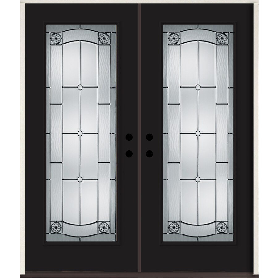 Reliabilt Elan Full Lite Decorative Glass Left Hand Inswing Reliabilt Elan Full Lite Decorative Glass Left Hand Inswing Peppercorn Painted Fiberglass Prehung Double Entry