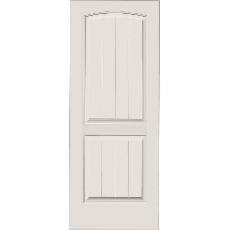 Millennium Collection Encore Primed 2Panel Round Top Plank Solid Core MDF Slab Door 28