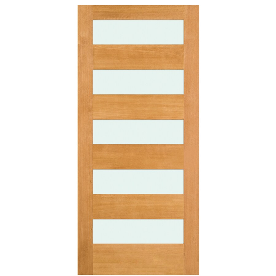 Simpson Brown 5 Panel Equal Solid Core Clear Glass Wood Slab Door