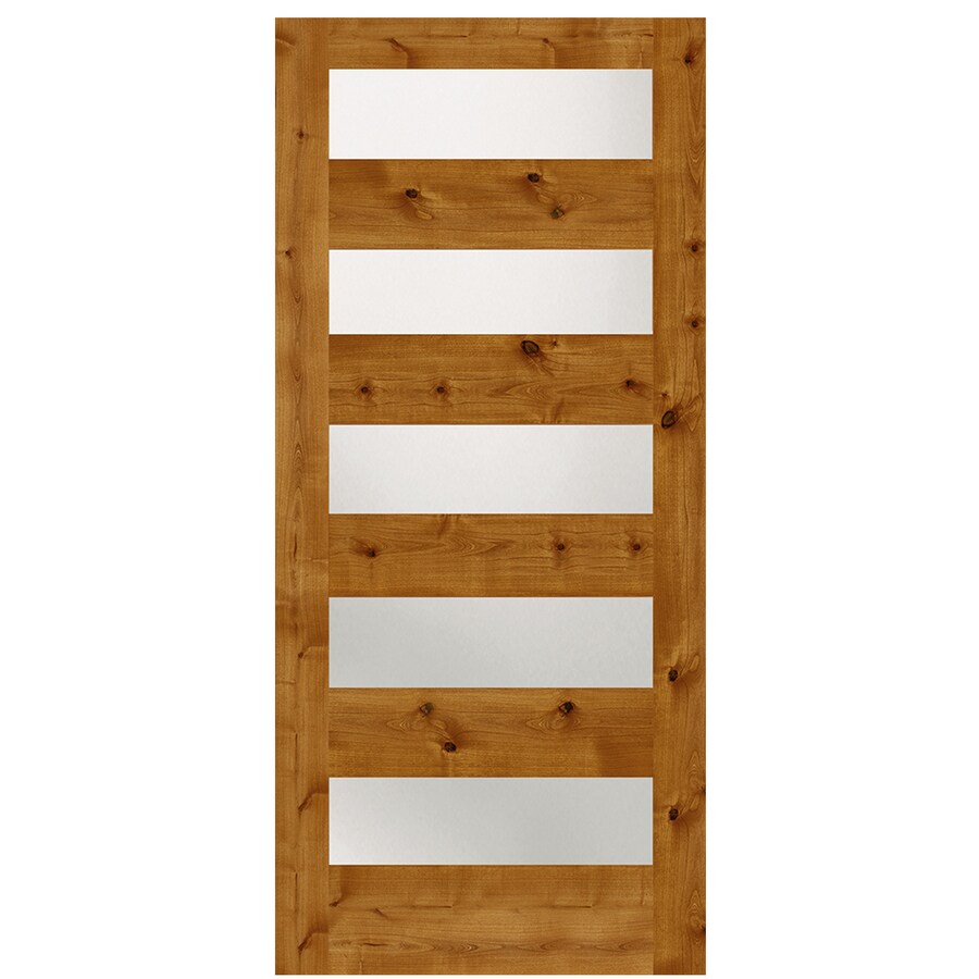 Simpson Brown 5 Panel Equal Solid Core Clear Glass Wood Slab Door