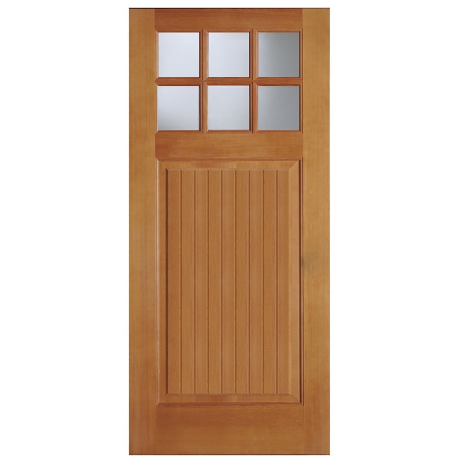 SIMPSON 1/4 Lite Clear Glass Universal Reversible Brown Wood Slab Entry ...