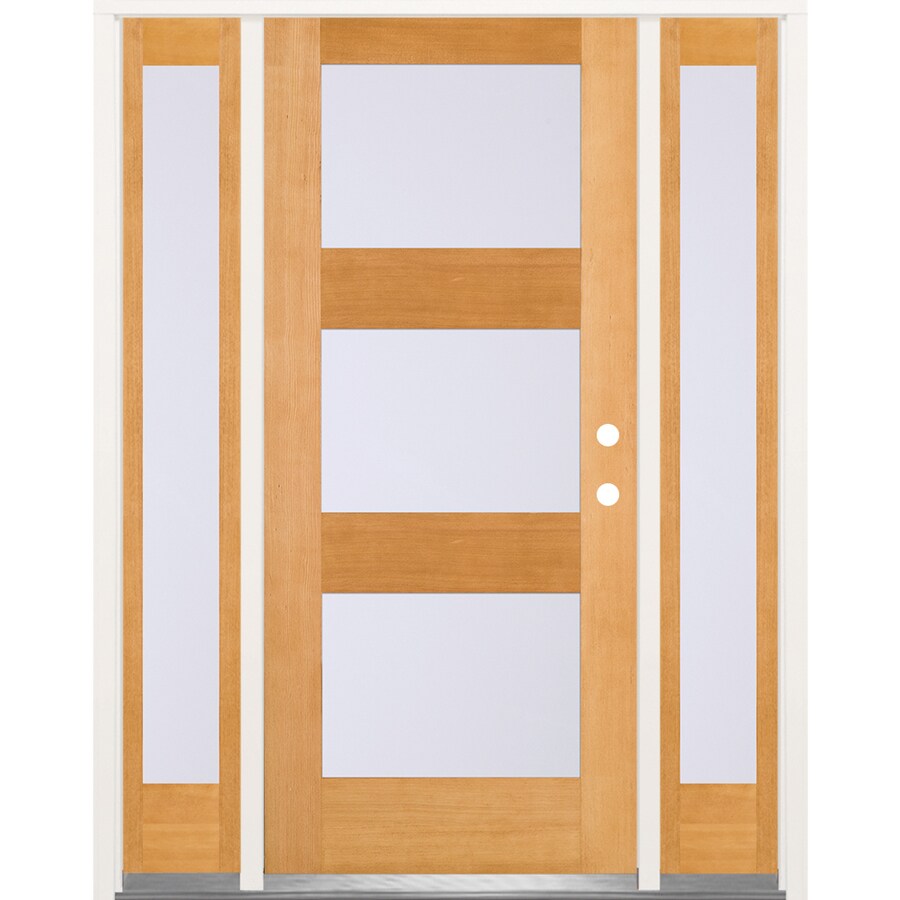 Simpson Full Lite Frosted Glass Right Hand Inswing Brown Wood