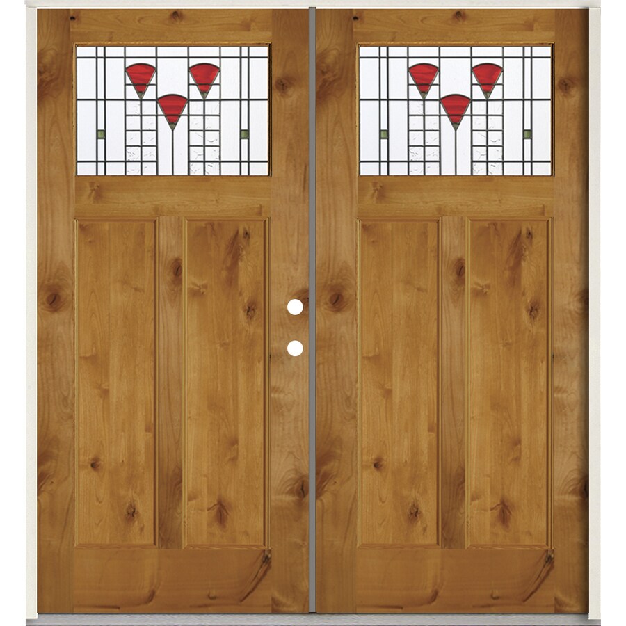 SIMPSON 72-in x 80-in Craftsman Decorative Glass Left-Hand Inswing ...