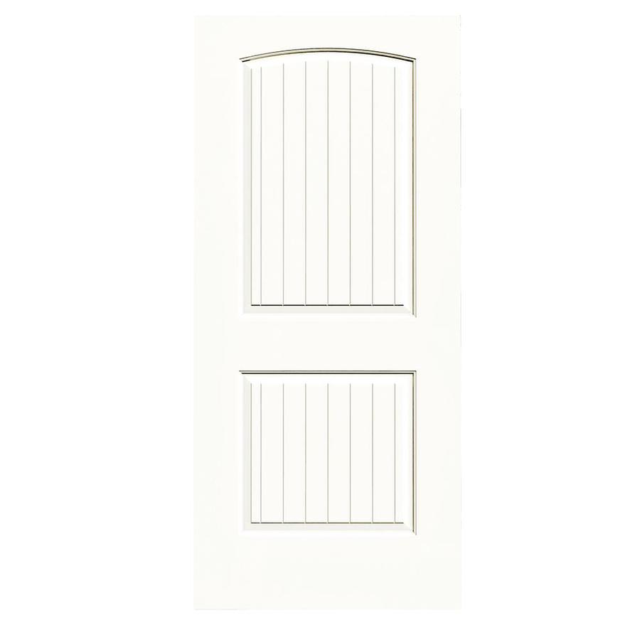 ReliaBilt Santa Fe 24in x 80in White 2Panel Round Top Plank Hollow Core Prefinished Molded