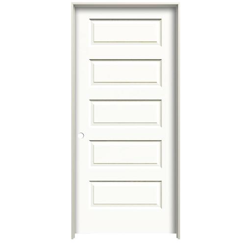 ReliaBilt Rockport White 5-Panel Equal Hollow Core Molded Composite Single Pre-hung Door (Common ...