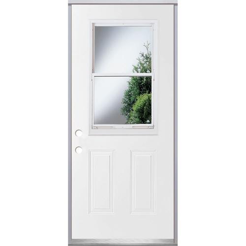 Half Lite Clear Glass Right Hand Inswing Primedsteel Prehung Entry Door With Insulating Core Common 36 In X 80 In Actual 37 5 In X 81 75 In