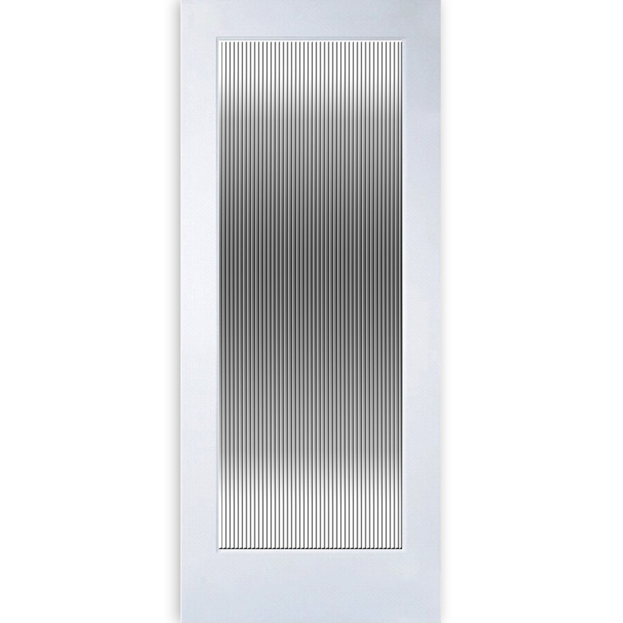 Manor Court White 1 Panel Patterned Glass Wood Slab Door Common