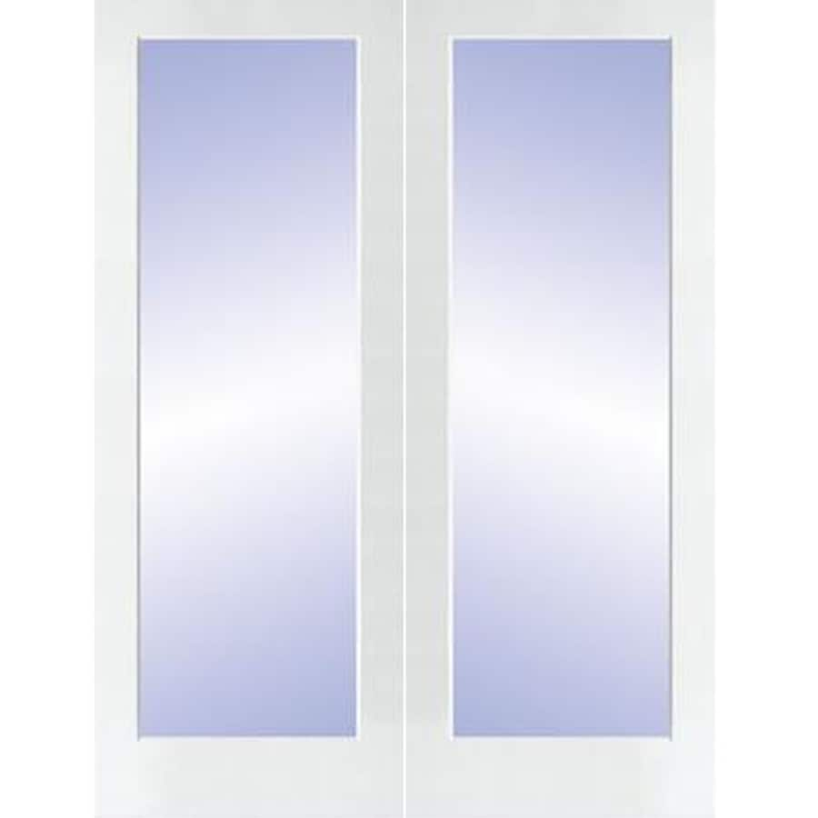 French Door Primed Solid Core Clear Glass Mdf Pine French Door Common 48 In X 80 In Actual 49 375 In X