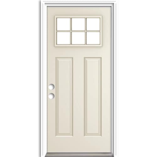 Craftsman Clear Glass Right Hand Inswing Primedsteel Prehung Entry Door With Insulating Core Common 36 In X 80 In Actual 37 5 In X 81 75 In