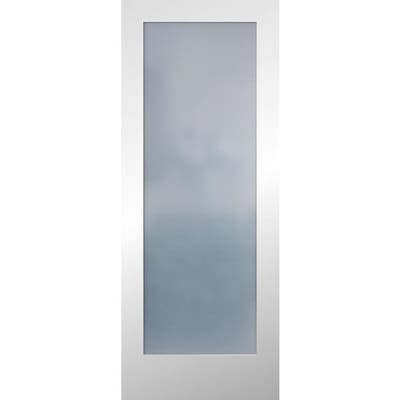 Decorative Full Lite Primed White 1 Panel Solid Core Frosted Glass Wood Slab Door Common 24 In X 80 In Actual 24 In X 80 In