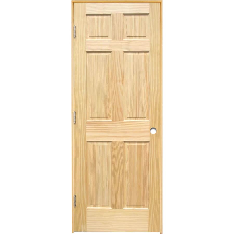 Unfinished 6 Panel Solid Core Wood Pine Pre Hung Door Common 28 In X 80 In Actual 29 375 In X 81 6875 In