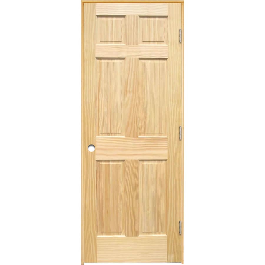 Unfinished 6 Panel Solid Core Wood Pine Pre Hung Door Common 36 In X 80 In Actual 37 375 In X 81 6875 In