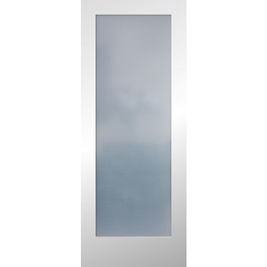 Reliabilt White Flush Frosted Glass Wood Slab Door Common 28 In