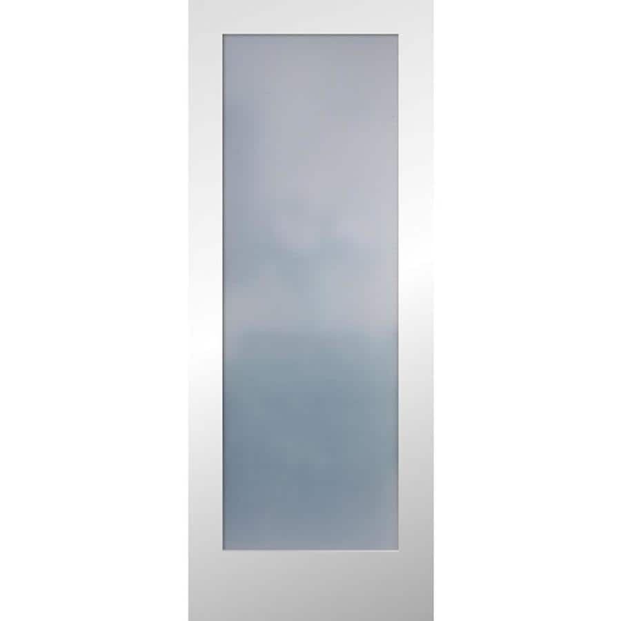 White Flush Frosted Glass Wood Slab Door Common 30 In X 80 In Actual 30 In X 80 In