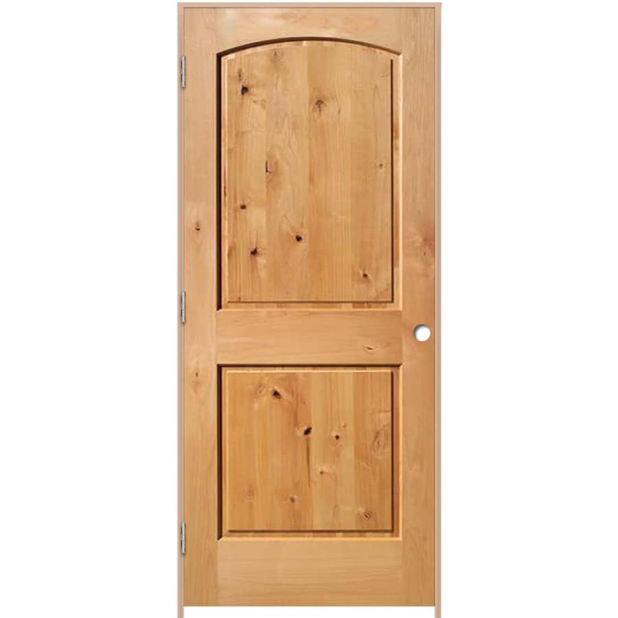 Unfinished 2 Panel Arch Top Solid Core Wood Knotty Alder Pre Hung Door Common 30 In X 80 In Actual 31 375 In X 82 1875 In