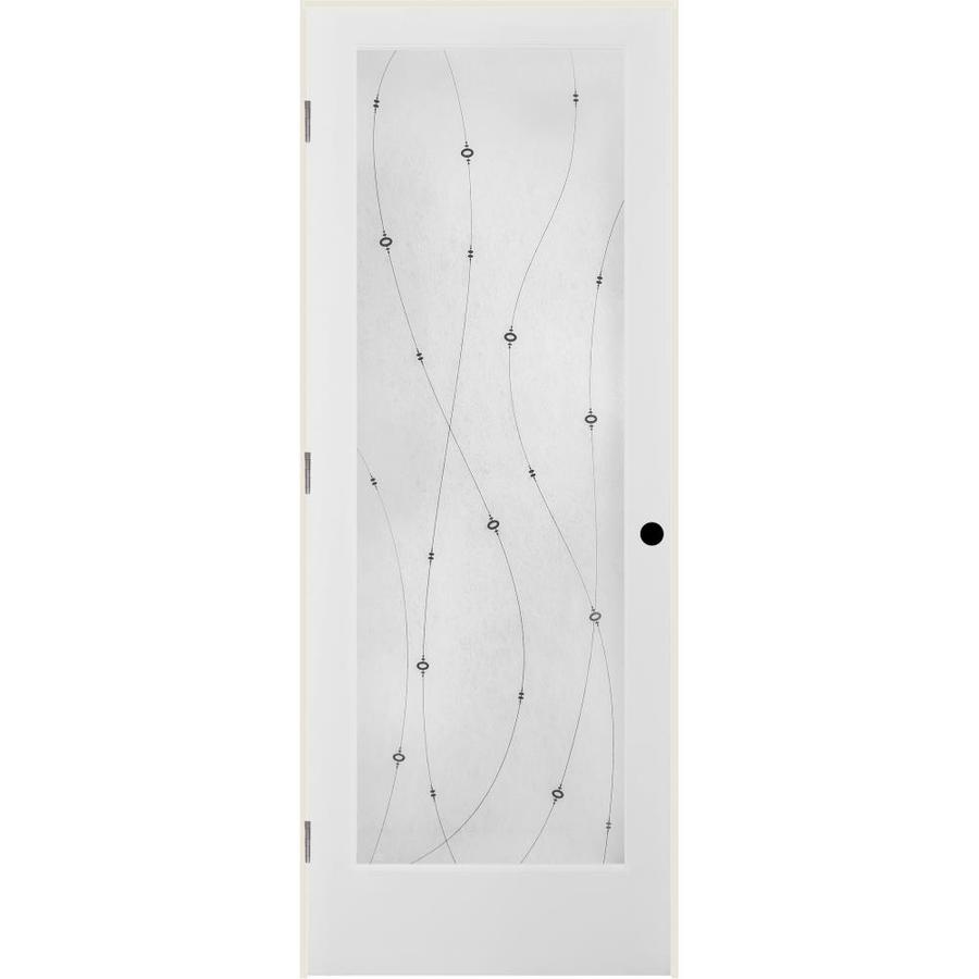 Reliabilt White 1 Panel Solid Core Frosted Glass Wood Pine Single