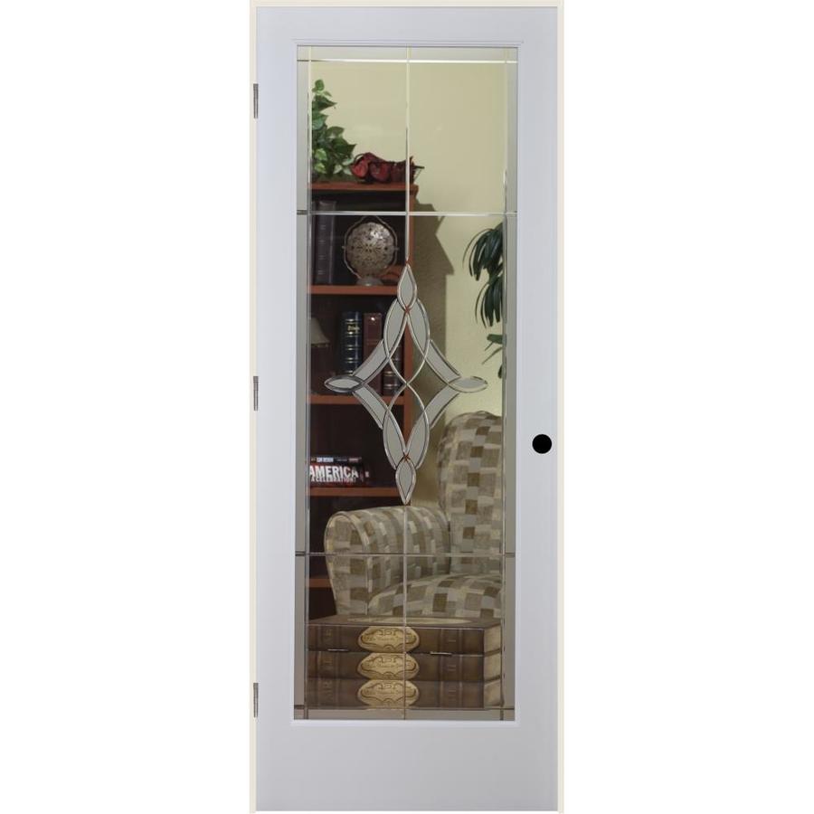 Reliabilt White 1 Panel Solid Core Etched Glass Wood Pine Single Prehung Door Common 32 In X 