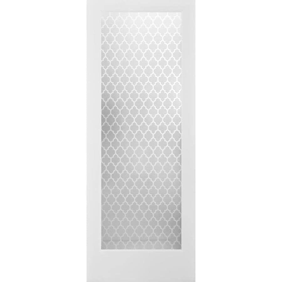 ReliaBilt Primed White 1Panel Solid Core Frosted Glass Pine Wood Slab