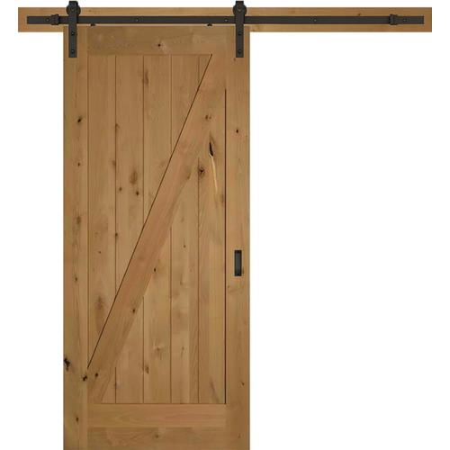 Reliabilt Z Barn Door Clear Stained Z Frame Wood Knotty Alder Barn