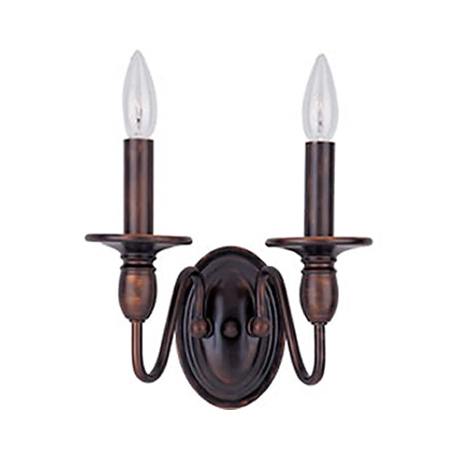 Shop Pyramid Creations Towne 10-in W 2-Light Bronze Arm Wall Sconce at Lowes.com
