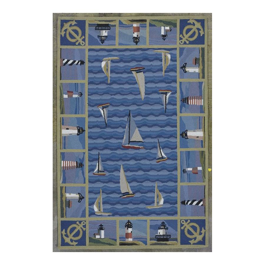 KAS Rugs COL133530X50 Classy Casual Rectangular Blue Transitional Hand-Hooked Wool Accent Rug (Common: 2-ft x 4-ft; Actual: 30-in x 50-in)