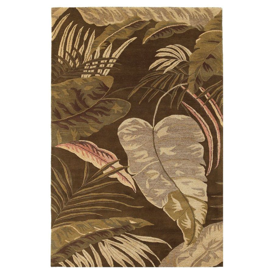 KAS Rugs Floral Chic Brown Rectangular Indoor Handcrafted Tropical Area