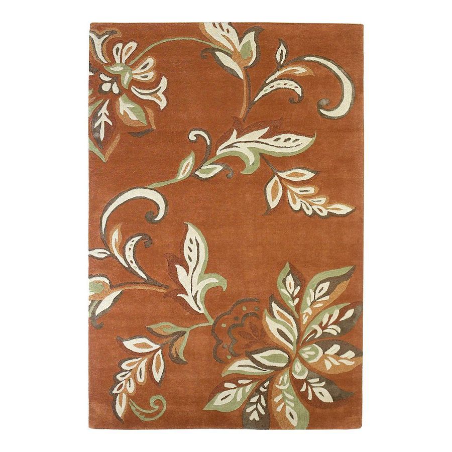 KAS Rugs FLO45505X8 Florentine 5 X 8 (ft) Wool Orange Floral Area Rug