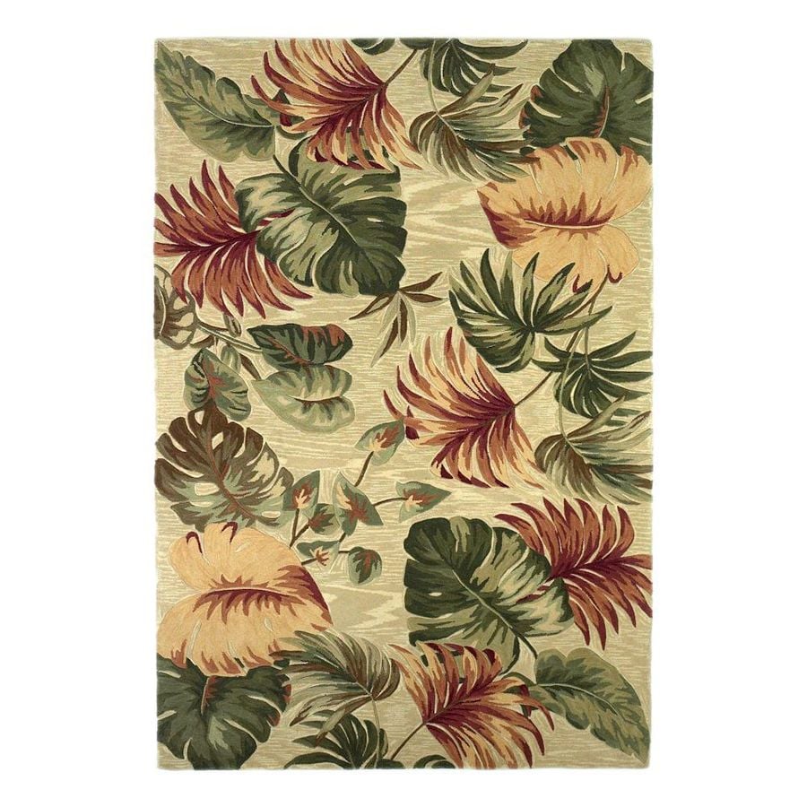 KAS Rugs Floral Trends Ivory Rectangular Indoor Tufted Tropical Area