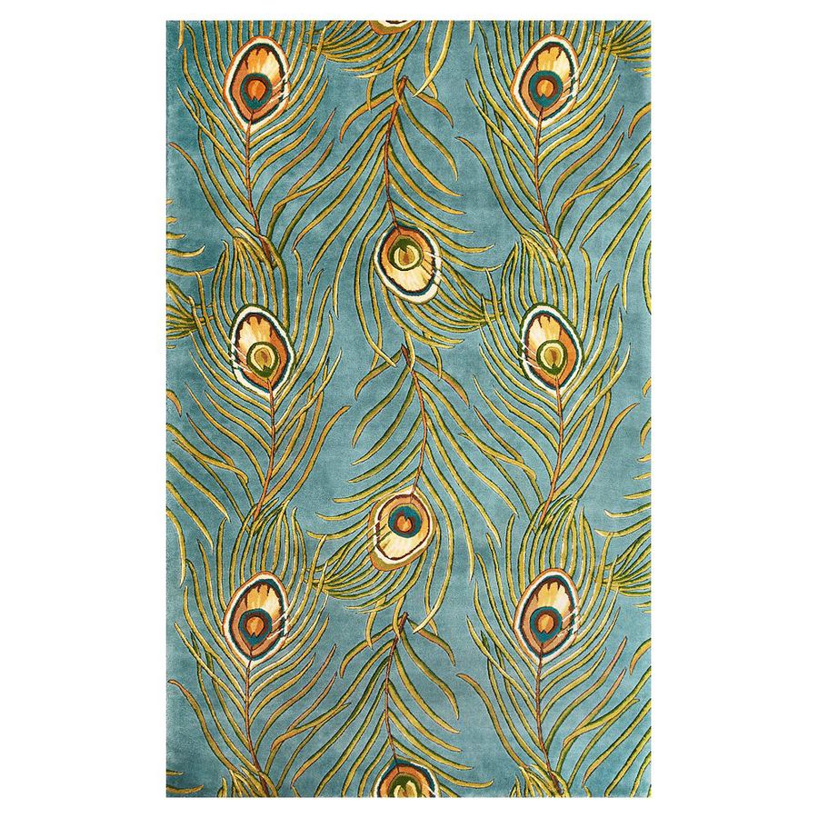 KAS Rugs CAT073933X53 Elegant Florals Rectangular Blue Transitional Tufted Wool Accent Rug (Common: 3-ft x 5-ft; Actual: 39-in x 63-in)