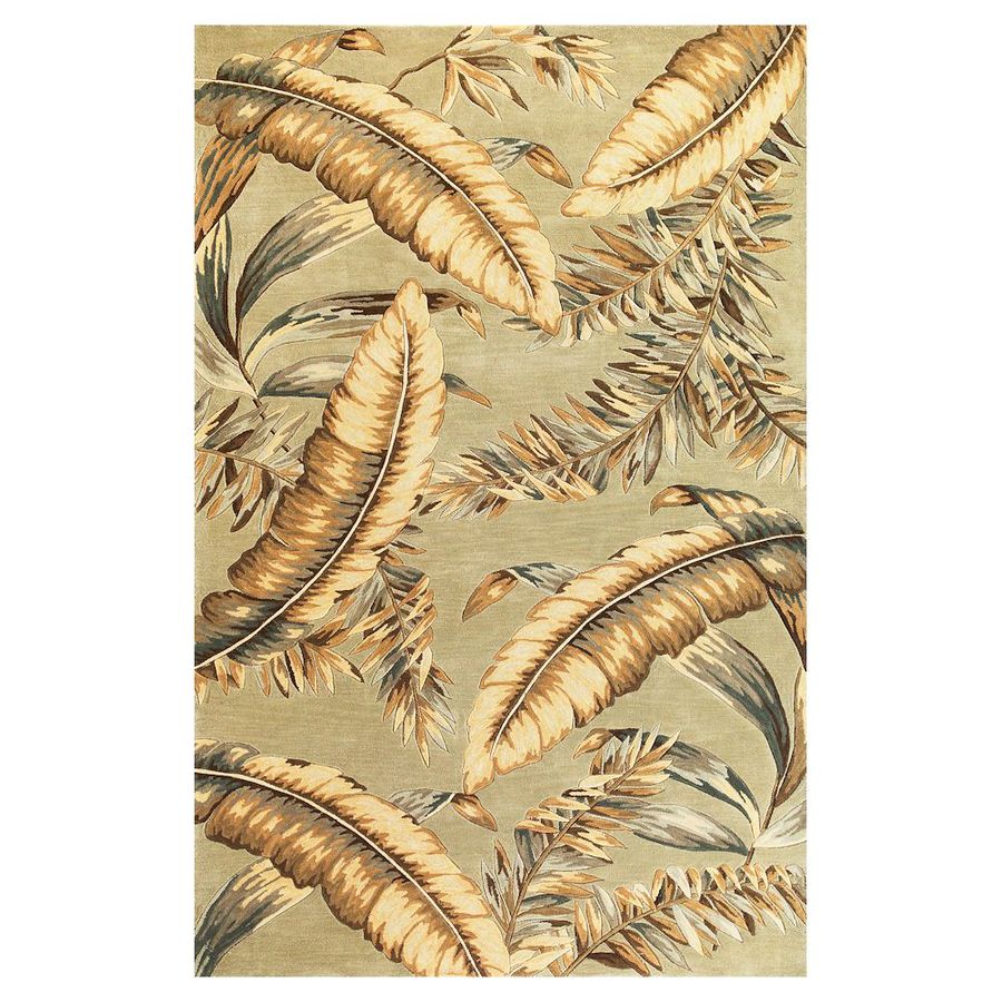 KAS Rugs SPA313136X56 Floral Trends Rectangular Green Transitional Tufted Wool Accent Rug (Common: 3-ft x 5-ft; Actual: 42-in x 66-in)